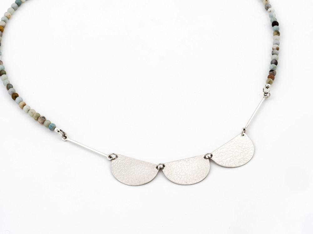 Sterling silver necklace with amozonite