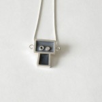 Necklace sterling silver Gentil robot in gray