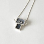 Necklace sterling silver Gentil robot in gray
