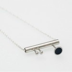 Sterling silver necklace tube and blue resin