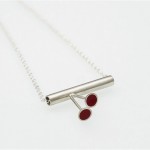Sterling silver necklace tube and raspberry resin