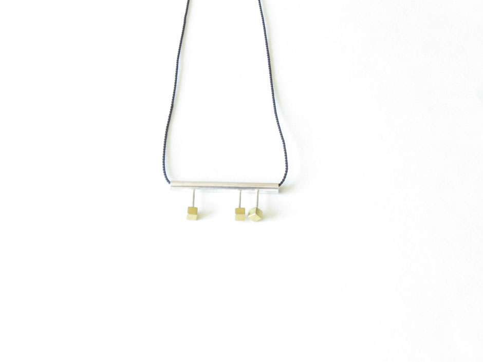 Jewelry Minimalist long necklace in sterling silver and brass
