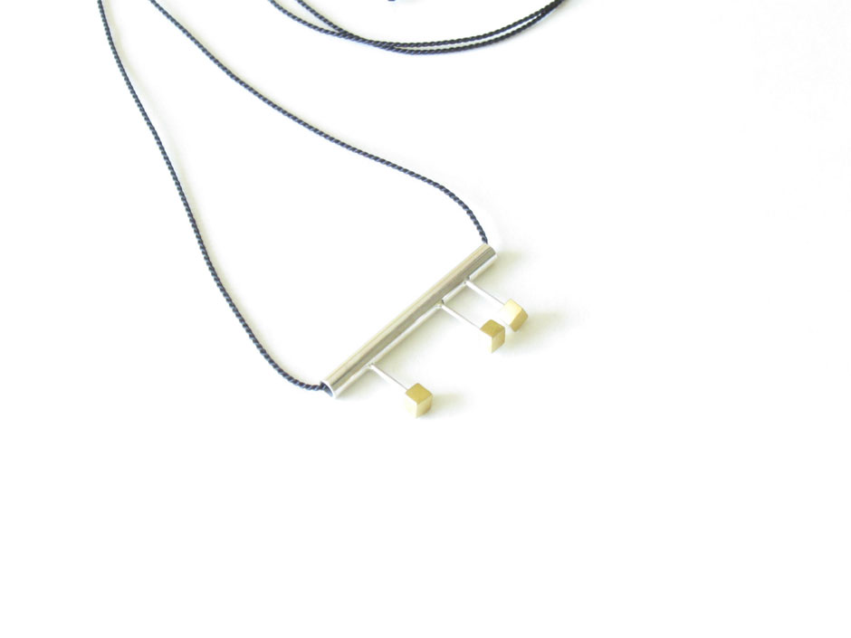 Jewelry Minimalist long necklace in sterling silver and brass