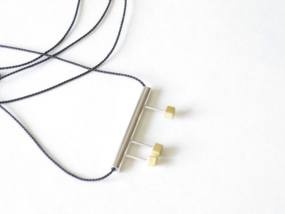 Jewelry Minimalist long necklace in sterling silver and brass
