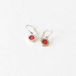 Jewelry sterling silver and red resin earrings