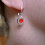 Jewelry sterling silver and red resin earrings