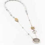 Sterling silver, brass, concrete and howlite necklace, one of a kind