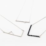 Silver necklace, no.604 Silver and pearl necklace, no.607 Silver and silk tread necklace, no.605