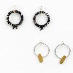 Silver and silk tread, no.500 Silver and brass earrings, no.505