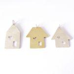 House necklaces, sterling silver and brass